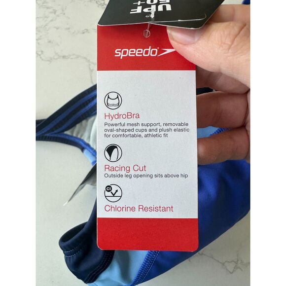 NWT Speedo Quantum Racing Cut Blue and Black One Piece Swimsuit Size 6 - Picture 5 of 12